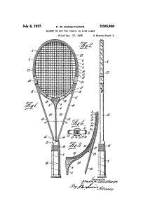 USA Patent for 1930s Hazells Tennis Racket Drawings - Photoseeum