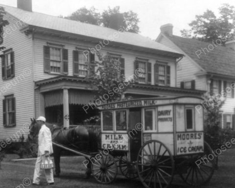 Milkman Delivers Milk & Wagon & Horse 8x10 Reprint Of Old Photo - Photoseeum
