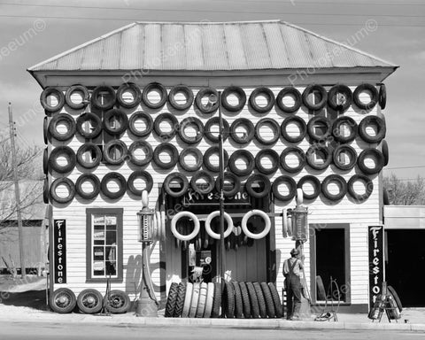 Firestone Tire Store Covered In Tires 8x10 Reprint Of Old Photo - Photoseeum