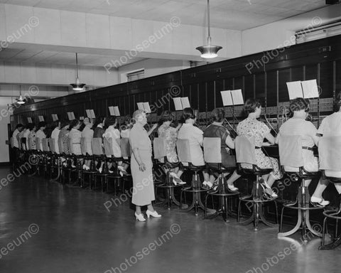 Telephone Switchboard Operators At Work 8x10 Reprint Of Old Photo - Photoseeum