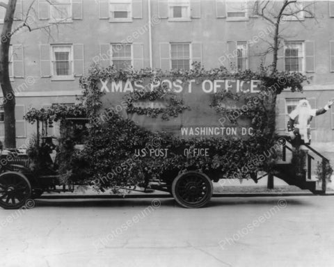 U.S. Post Mail Christmas Truck & Santa 8x10 Reprint Of Old Photo - Photoseeum