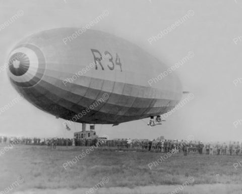 Landing British Airship Dirigible 1919 8x10 Reprint Of Old Photo - Photoseeum