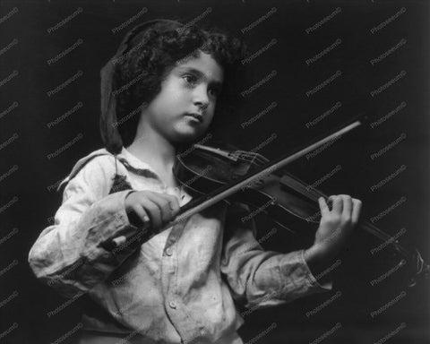 Victorian Child Plays Violin 1900s 8x10 Reprint Of Old Photo - Photoseeum