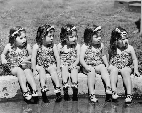 Dionne Quintuplets Cute In Swimsuits! 8x10 Reprint Of Old Photo - Photoseeum