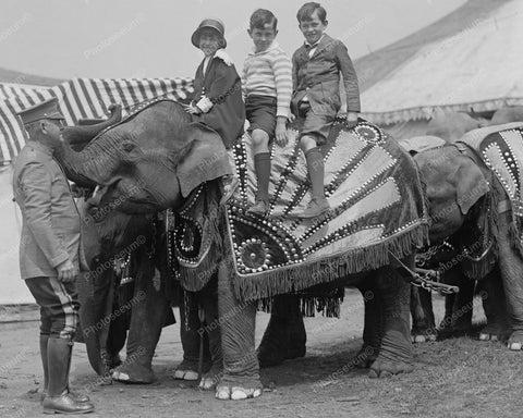Elephant Ride With Three Children At The Circus 8x10 Reprint Of Old Photo - Photoseeum