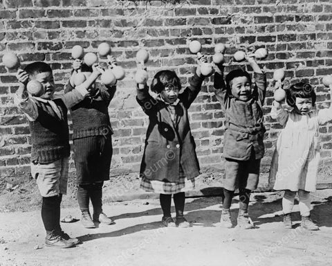 Little Oriental Children Shake Maracas! 8x10 Reprint Of Old Photo - Photoseeum