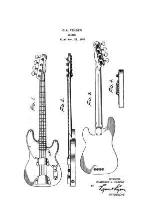 USA Patent Classic Fender Guitar 4 Drawings Collection - Photoseeum