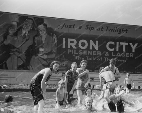 Iron City Sign & Swimming Pool Scene 8x10 Reprint Of Old Photo - Photoseeum