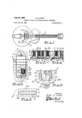 USA Patent Gibson Humbucker Pickup Tune-O-Matic Drawingss - Photoseeum