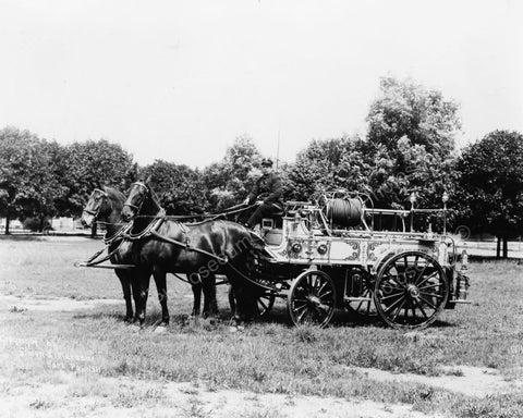 Antique Horse Drawn Fire Wagon & Driver Old 8x10 Reprint Of Photo - Photoseeum