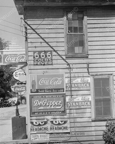 Soda Signs On Building 1938 Vintage 8x10 Reprint Of Old Photo - Photoseeum