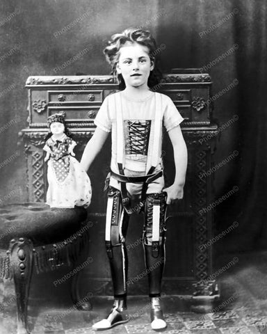Girl Artificial Legs With Doll 1890 Vintage 8x10 Reprint Of Old Photo - Photoseeum