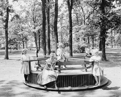 Old Fashion Wooden Merry Go Round Michigan Vintage 8x10 Reprint Of Old Photo - Photoseeum