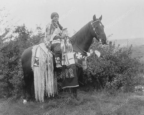 Young Native Indian Woman Sits On Horse 8x10 Reprint Of Old Photo - Photoseeum
