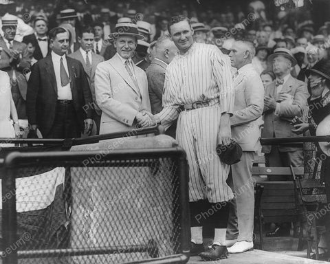 President Coolidge Shaking Hands WalterJohnson Vintage 8x10 Reprint Of Old Photo - Photoseeum