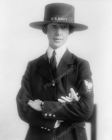 US Navy Woman In Uniform Vintage 8x10 Reprint Of Old Photo - Photoseeum