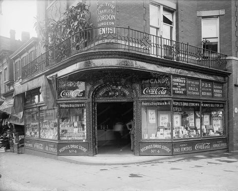 Peoples Drug Store Coca Cola Signs 1920 8x10 Reprint Of Old Photo - Photoseeum