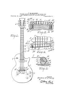 USA Patent Gibson Les Paul Electric Guitar 1950's Drawings - Photoseeum