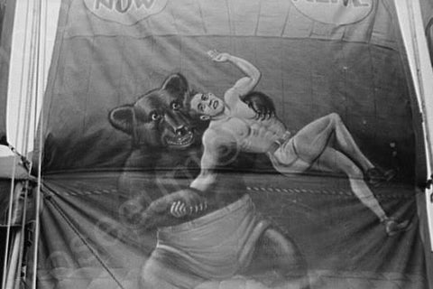 Vermont Sideshow Bear Wrestling Man 1940s 4x6 Reprint Of Old Photo - Photoseeum