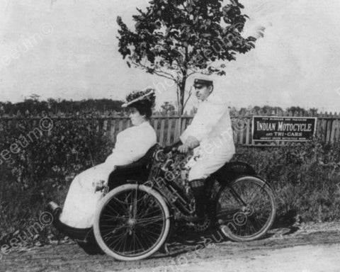 Victorian Couple On Indian Motorcycle 8x10 Reprint Of Old Photo - Photoseeum