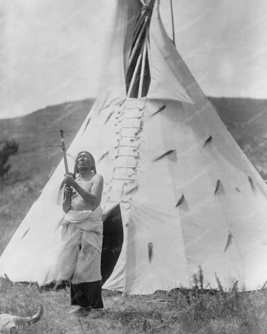 Dakota Indian In Front of TePee Vintage 8x10 Reprint Of Old Photo - Photoseeum