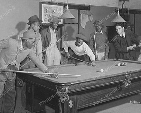Black Men Enjoy Pool Game Billiards Fun! 8x10 Reprint Of Old Photo - Photoseeum