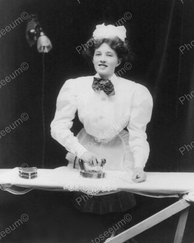 French Maid Ironing 1908 Vintage 8x10 Reprint Of Old Photo - Photoseeum