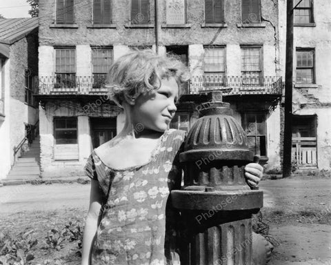 Young Girl Poses Beside Fire Hydrant Vintage Reprint 8x10 Old Photo - Photoseeum