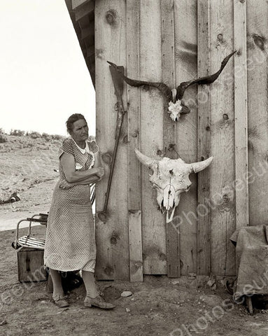 Older Woman Outside Of Her Humble Home Vintage 8x10 Reprint Of Old Photo - Photoseeum