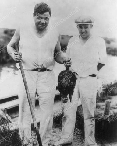 Babe Ruth & Carroll Rogers Snapping Turtle Vintage 8x10 Reprint Of Old Photo - Photoseeum