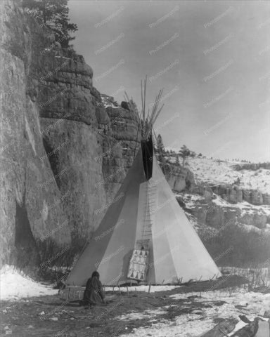 Native Indian Stretches Hide by Teepee 8x10 Reprint Of Old Photo - Photoseeum