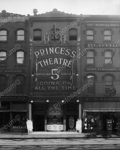 Princess Theatre 5 Cent Shows 1920 Vintage 8x10 Reprint Of Old Photo - Photoseeum