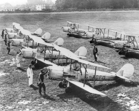 Rows of Antique Airplanes And Pilots 8x10 Reprint Of Old Photo - Photoseeum