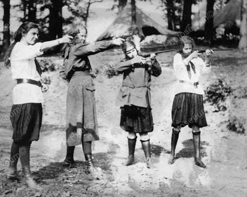 Girls Aim Vintage Rifles And Guns 8x10 Reprint Of Old Photo - Photoseeum