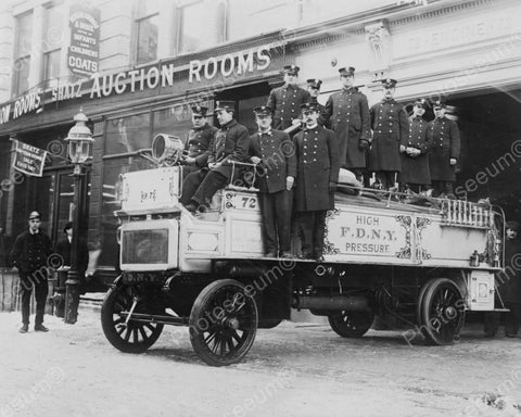 Men Pose On Fire Engine #72 NYFD 1910s 8x10 Reprint Of Old Photo - Photoseeum