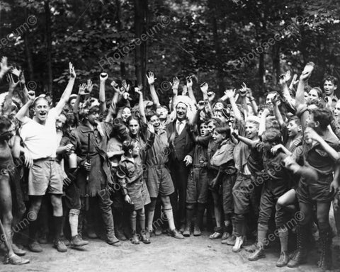 Governor In Indian Headress & Boy Scouts 8x10 Reprint Of Old Photo - Photoseeum