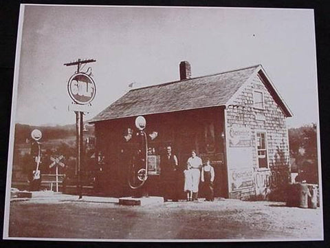 Gulf Oil Station Family Portrait Vintage Sepia Card Stock Photo 1930s - Photoseeum