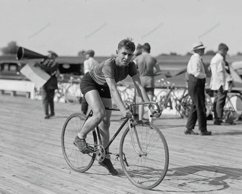 Bicycle  Racer On Boardwalk 1925 Vintage 8x10 Reprint Of Old Photo - Photoseeum