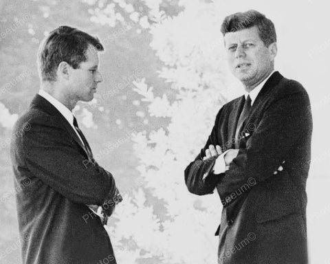 U.S President Kennedy & Brother Robert Chat Vintage 1960s Reprint 8x10 Old Photo - Photoseeum