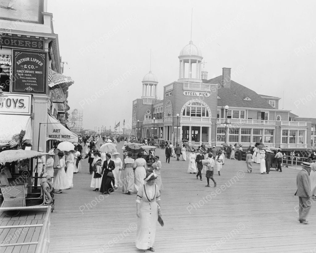 Boardwalk And Steel Pier Atlantic City Vintage 8x10 Reprint Of Old Pho ...