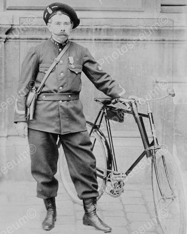 Police Officer With Bicycle Vintage 8x10 Reprint Of Old Photo - Photoseeum