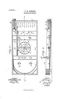 USA Patent Jasper Singer Bagatelle Pinball 1880's Drawings - Photoseeum