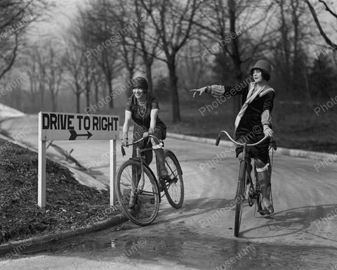 Two Bike Riders Drive To Right 1925 Vintage 8x10 Reprint Of Old Photo - Photoseeum