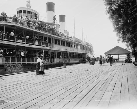 Huge Vintage Ferry Boat At Dock 1900s 8x10 Reprint Of Old Photo - Photoseeum