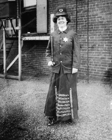 Woman Posed In Police Uniform Vintage 8x10 Reprint Of Old Photo - Photoseeum