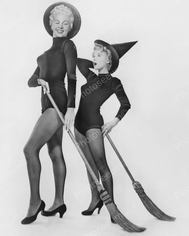 Halloween Mother & Daughter Witches 1953 Vintage 8x10 Reprint Of Old Photo - Photoseeum