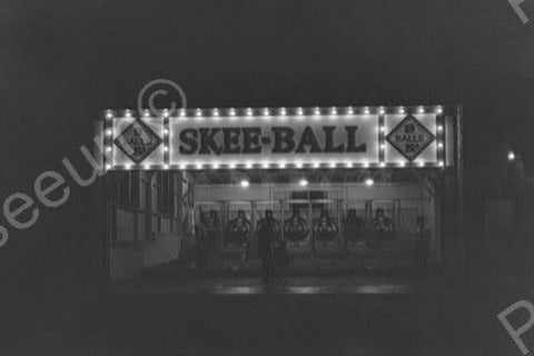Glen Echo Skee Ball Game Lit Up At Night Old 4x6 Reprint Of Photo - Photoseeum