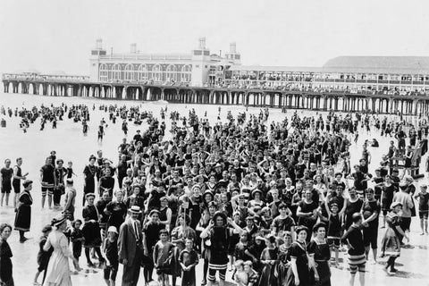 Atlantic City Packed Beach Scene 4x6 1910s Reprint Of Old Photo - Photoseeum