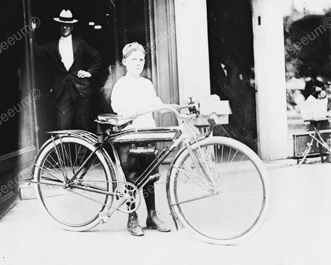 Boy With New Bicycle Viintage 8x10 Reprint Of Old Photo - Photoseeum