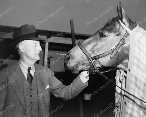 Charles S. Howard With Horse Seabiscuit 1940 Vintage 8x10 Reprint Of Old Photo - Photoseeum